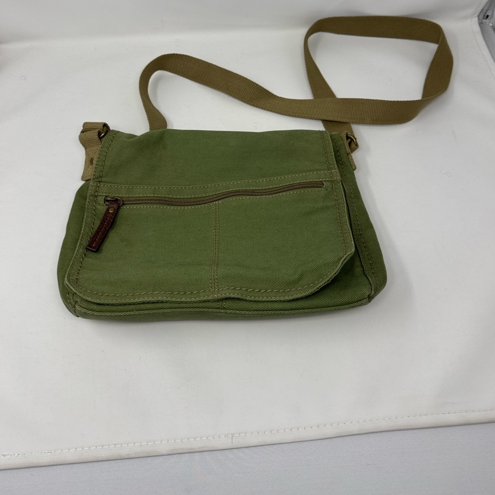 RELIC GREEN CANVAS CROSSBODY PURSE BUTTON FLAP CLOSURE TOTE MESSENGER BOHO